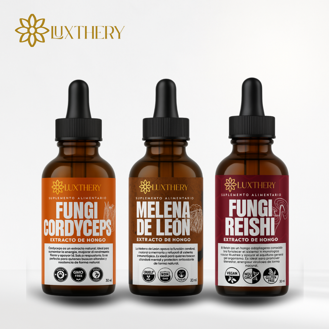 "Pack Enfoque y Bienestar Completo - Melena de León + Reishi + Cordyceps" (Extractos 3:1)