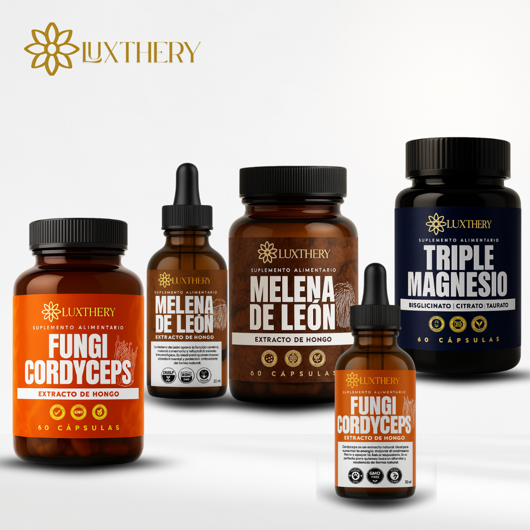 Pack Energía, Concentración y Bienestar - Melena de León, Triple Magnesio, Cordyceps + Melena de León y Cordyceps (Gotas)