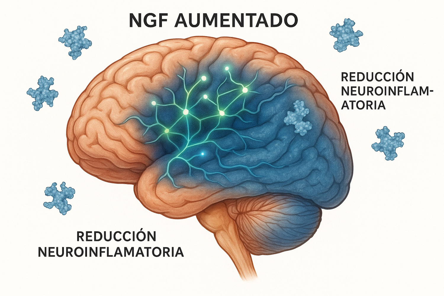 IMAGEN CEREBRAL DE NGF AUMENTADA Y ANTIINFLAMATORIO NEUROESPECIFICO, EN ESPAÑOL