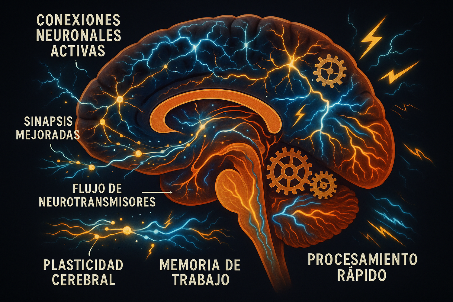 potenciar el cerebro y tener la mente mas hagil, que pasa dentro del cerebro, explicaciones o detalles en español