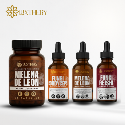 Pack Completo de Enfoque y Vitalidad - Melena de León (Cápsulas) + Reishi, Melena de León y Cordyceps (Gotas)